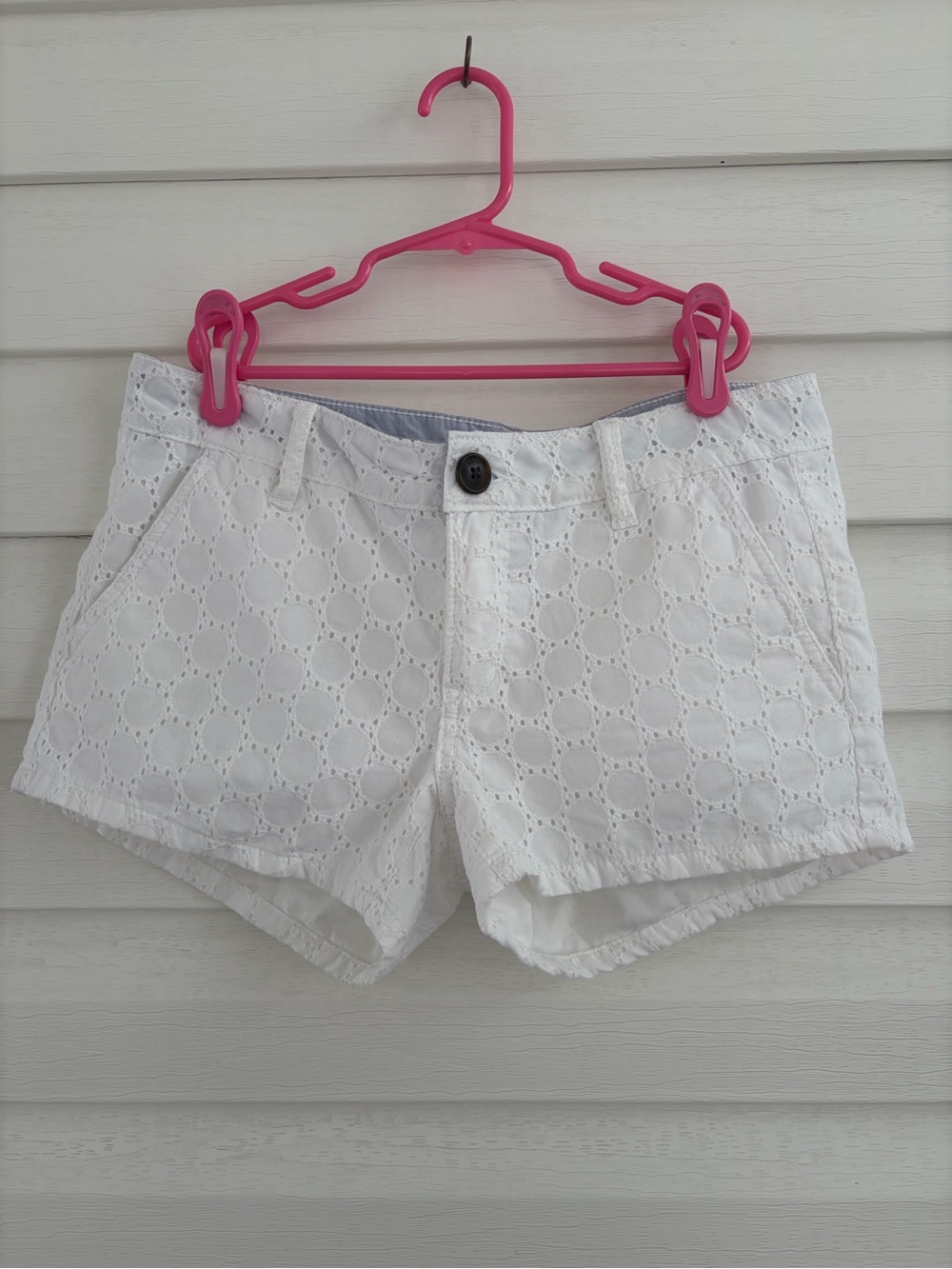 SO White Eyelet Shorts Size 5 Cotton Embroidered Lace Y2K Summer Preppy Bridal